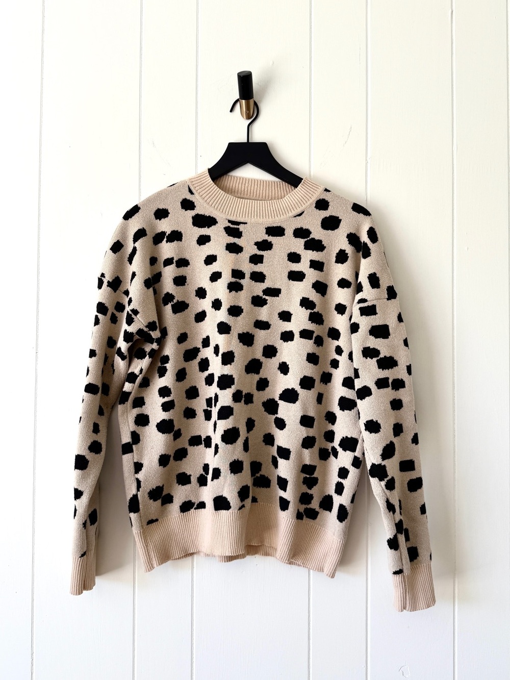 June & Ivy Neutral Animal Print Crew Neck Sweater